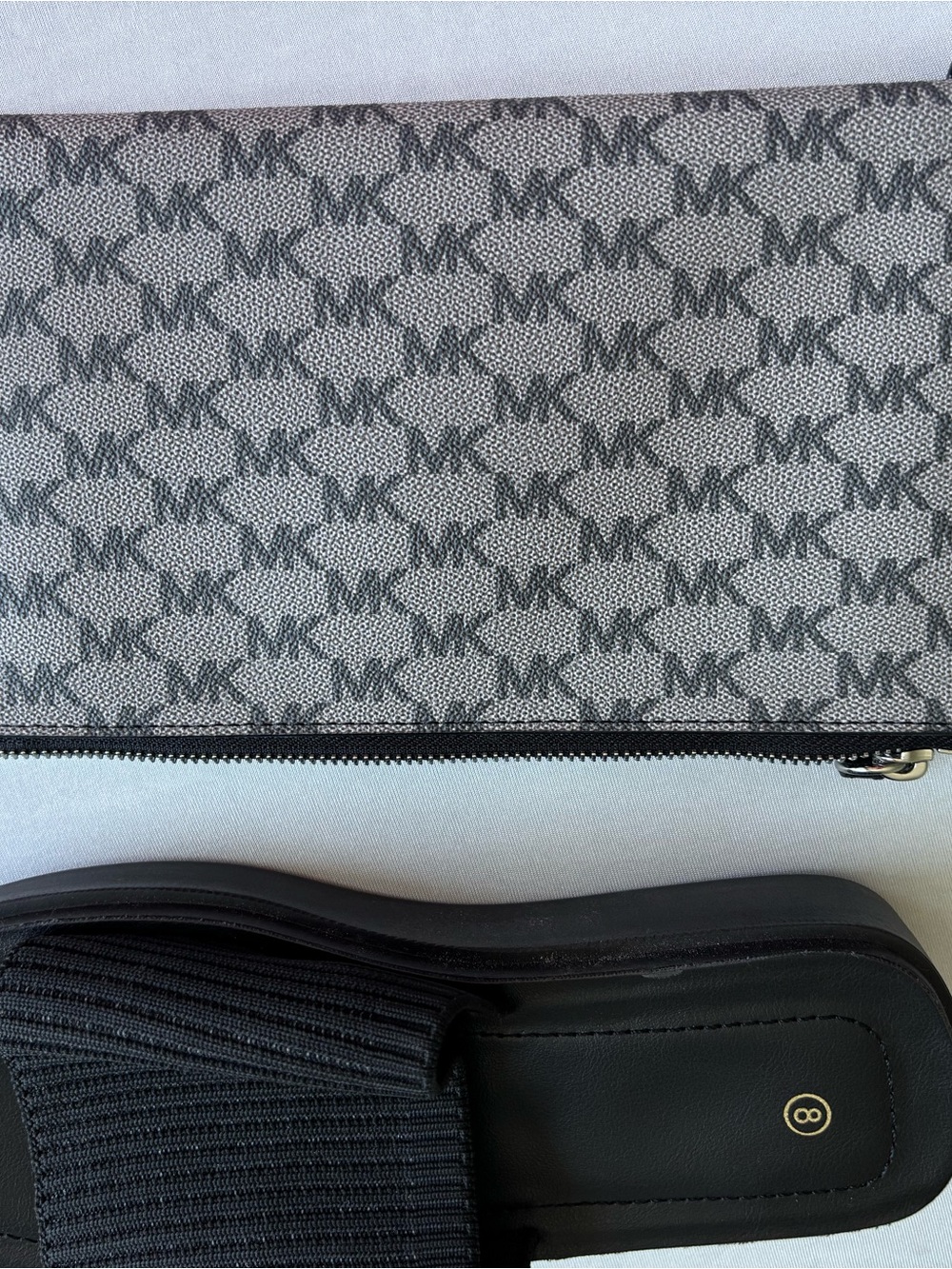 Michael Kors Gray Monogram Zip Wallet Clutch